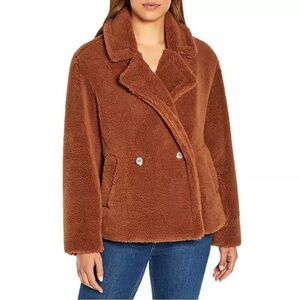 Gap Women's Sherpa Teddy Jacket Aragan Oil Brown Fall Neutral Fuzzy Gilmore Girl